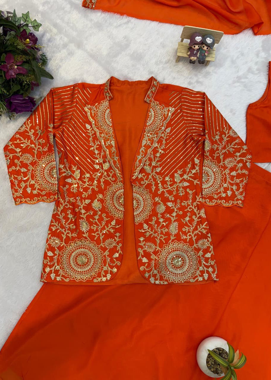 Premium Ready-to-Wear Embroidered Drape Saree Set