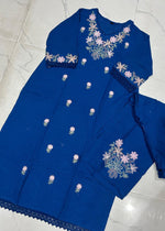 Pure Cotton Slub Embroidered Kurta Pant Set