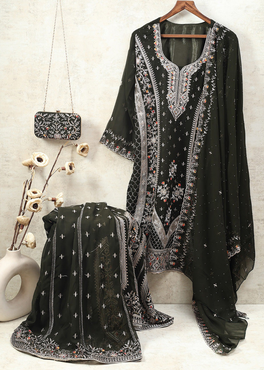 Designer Georgette Heavy Embroidered Suit Set with Dupatta