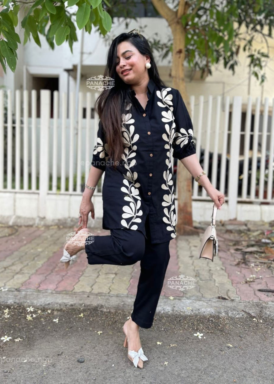 Designer Embroidered Cotton Co-Ord Set for Women