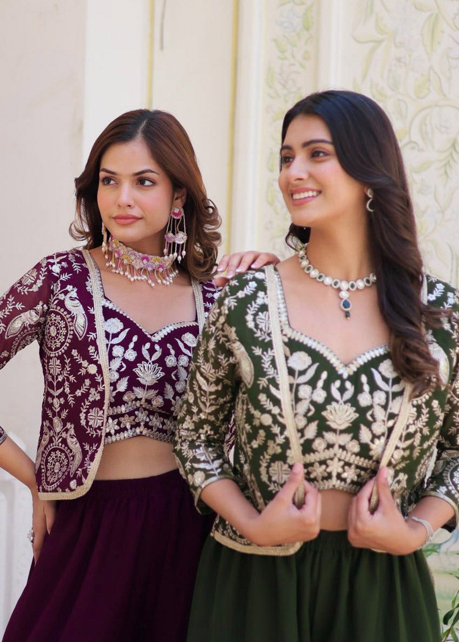 Designer Wedding & Party Wear Koti, Choli & Plazzo Set