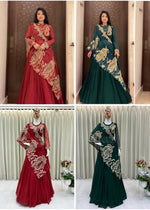 Designer Georgette Sequence Embroidery Work Lehenga With Shrug