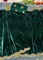 Bottle Green Velvet Ready To Wear Saree
