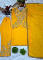 New Designer Pure Chinnon Top, Bottom & Dupatta Set with Embroidery