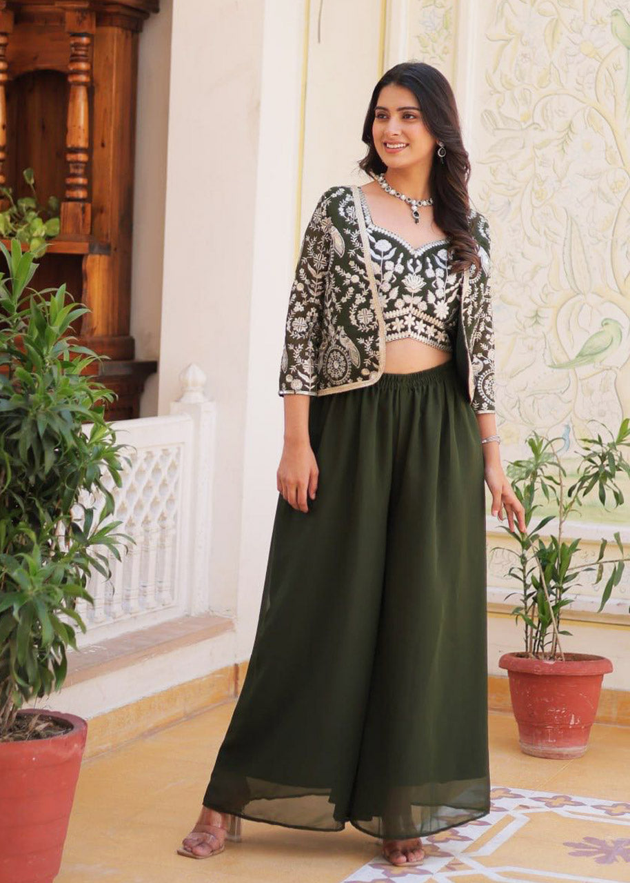 Designer Wedding & Party Wear Koti, Choli & Plazzo Set