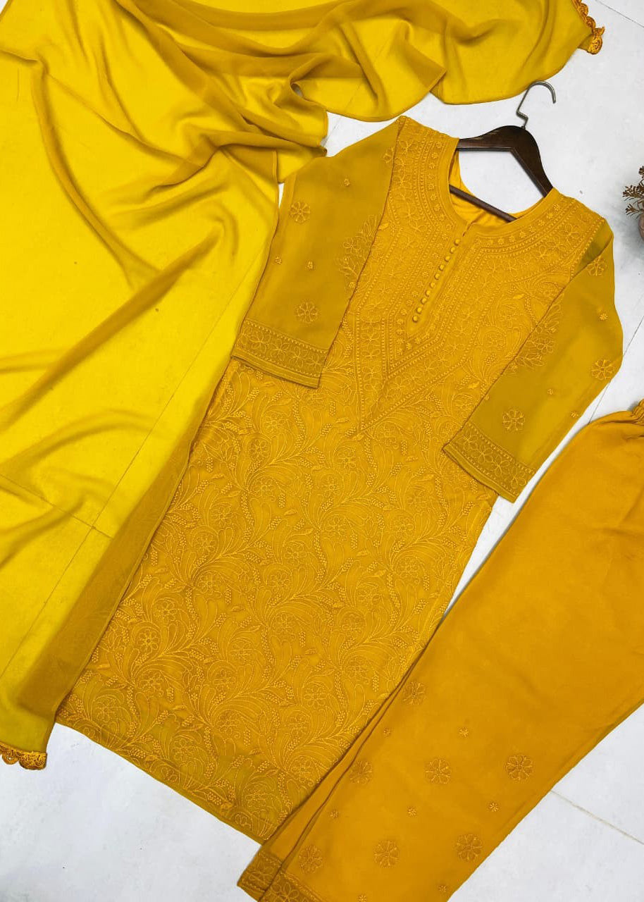 Designer Exclusive Georgette Embroidered Suit Set with Dupatta