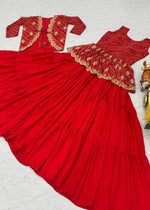 Designer Embroidery Pink Bandhej Lehenga Crop Top & Jacket