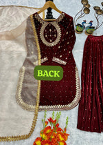 Designer Party Wear Top & Pant Plazzo & With Fancy Dupatta & Embroidery Work