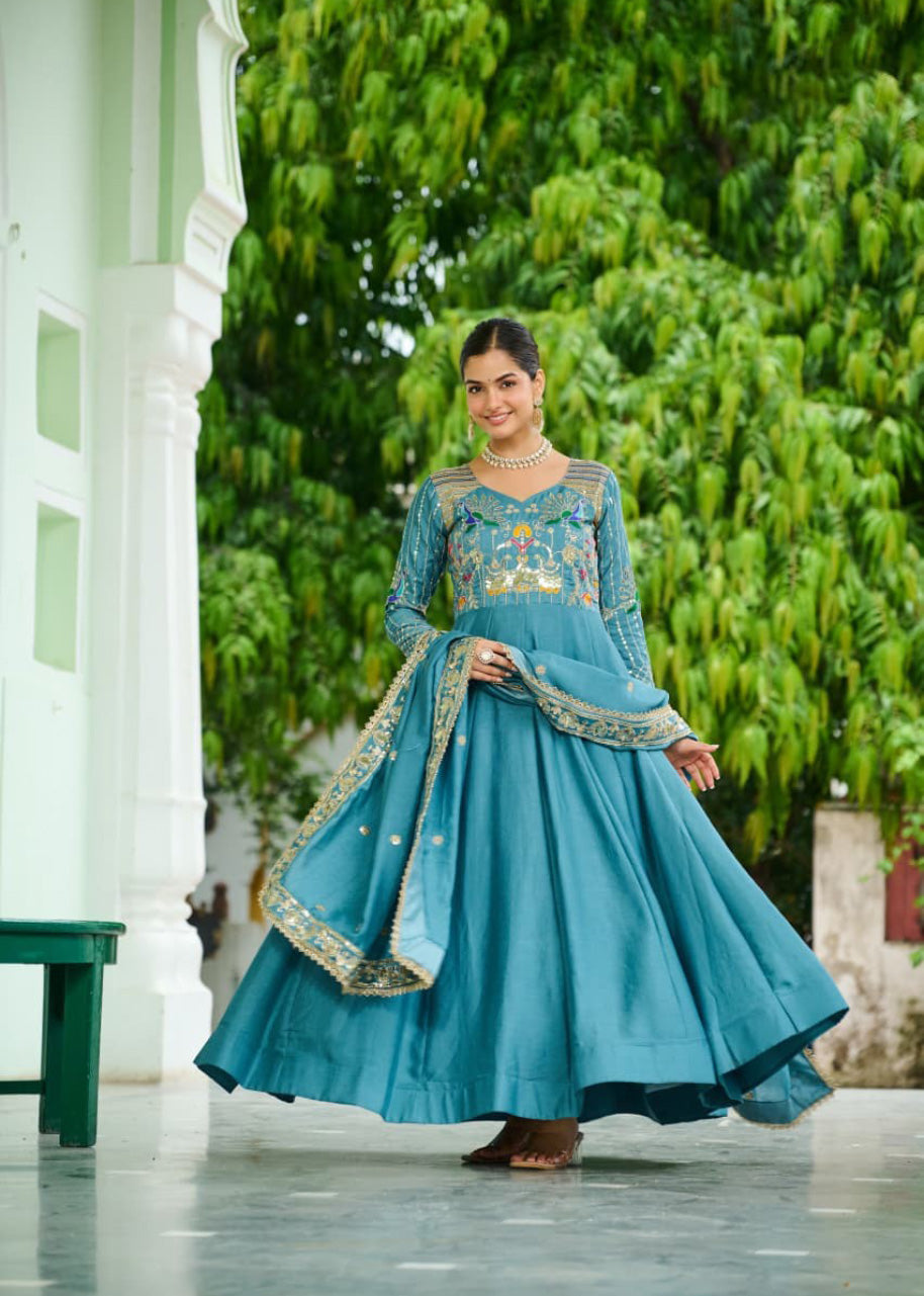 Premium Readymade Gown Dupatta Set