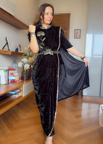 Premium Indo-Western 3-Piece Velvet Saree Set