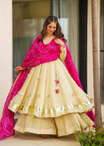 Handmade Anarkali Plazzo Set with Bandhani Dupatta