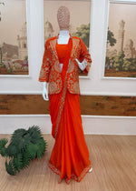 Premium Ready-to-Wear Embroidered Drape Saree Set