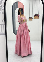 Premium Designer Chinon Gown with Thread Embroidery