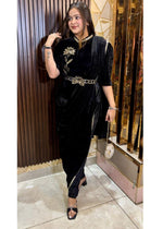 Premium Indo-Western 3-Piece Velvet Saree Set