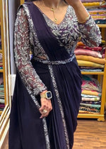 Premium Indo-Western 3-Piece Velvet Saree Set