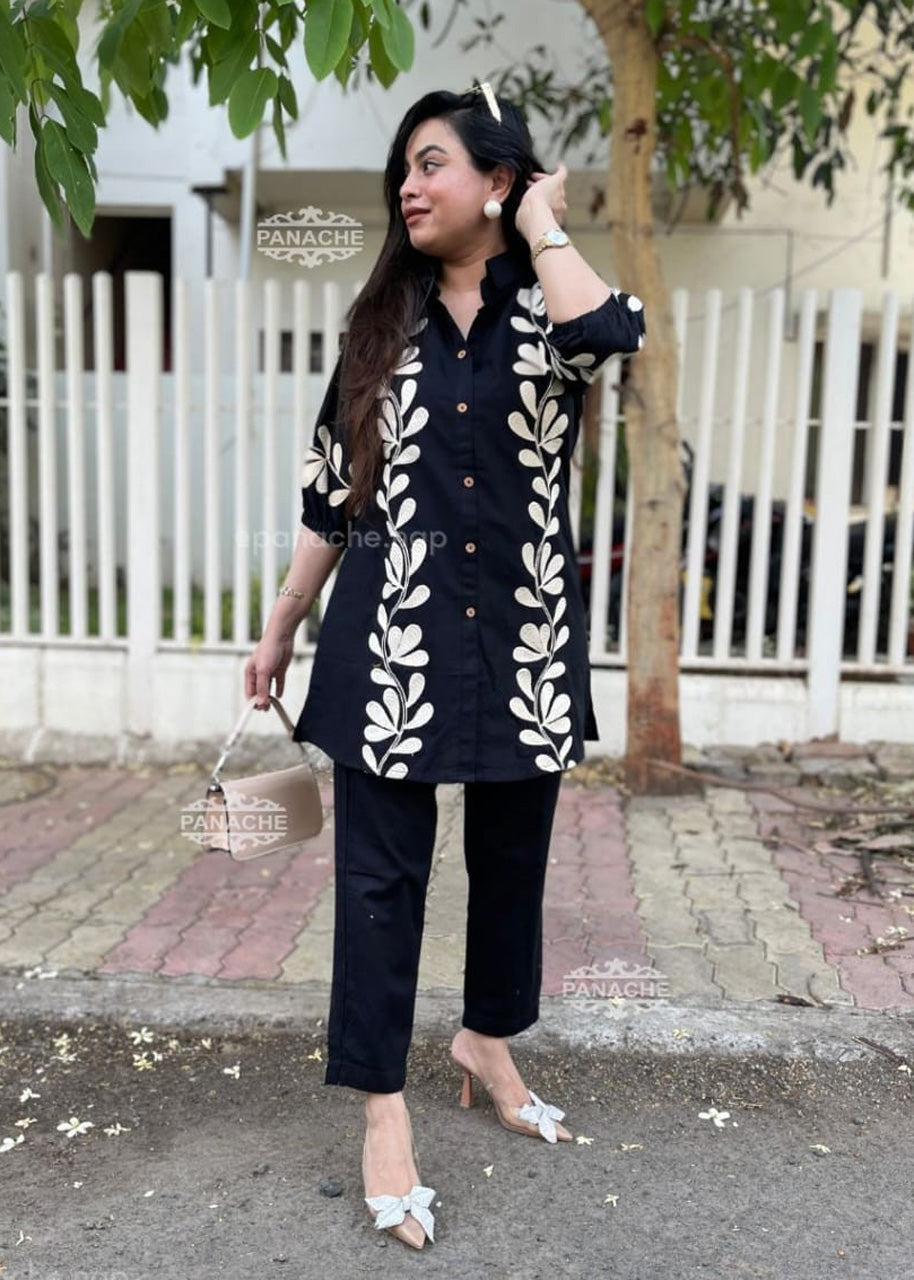 Designer Embroidered Cotton Co-Ord Set for Women