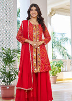 Designer Fox Georgette Kurti, Plazzo & Dupatta Set