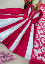 Elegant Embroidery with Digital Printed Designer Anarkali Three Piece Set