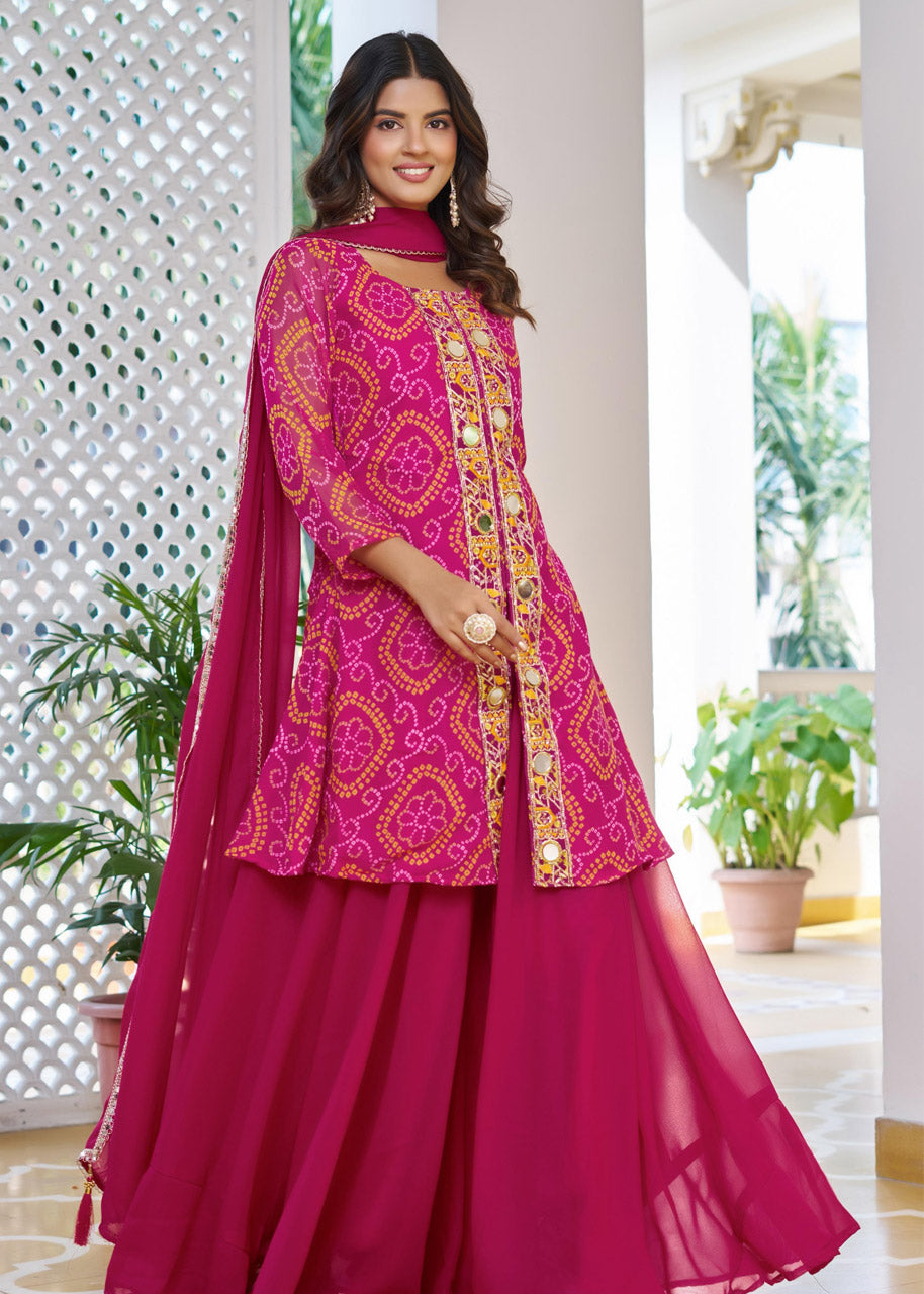 Designer Fox Georgette Kurti, Plazzo & Dupatta Set