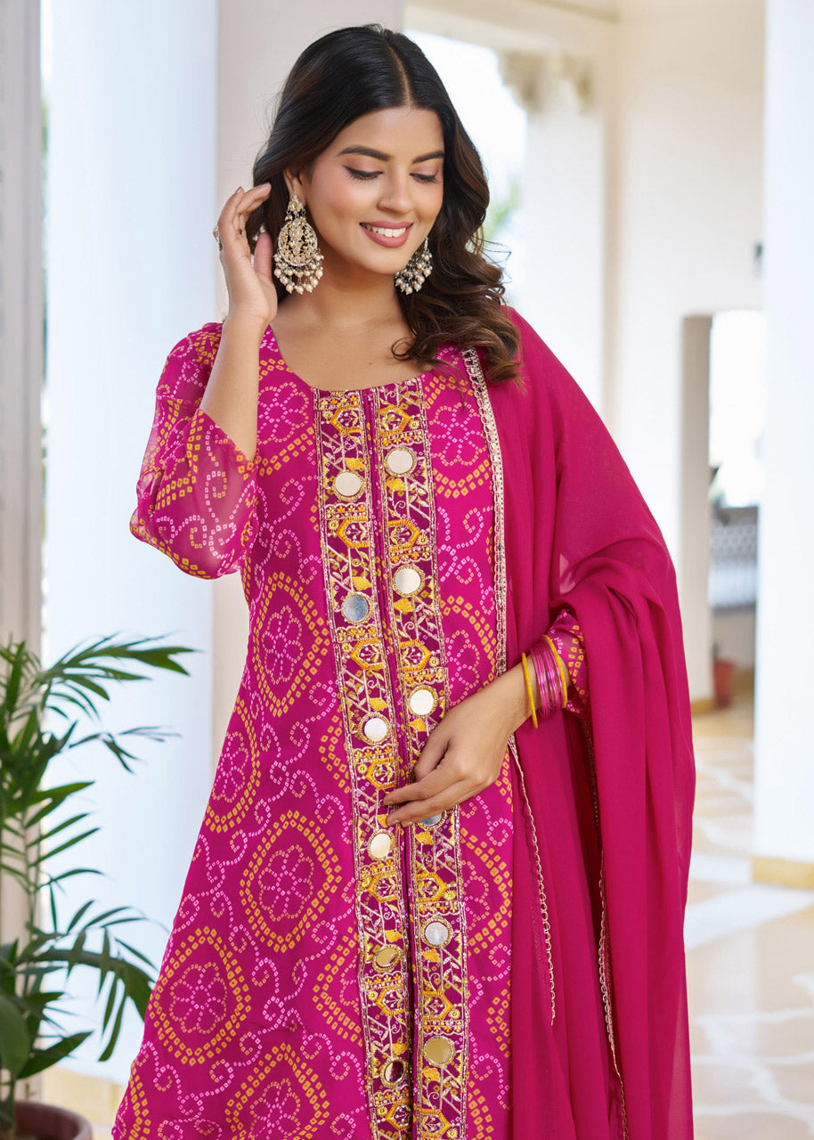 Designer Fox Georgette Kurti, Plazzo & Dupatta Set