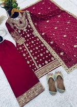 New Designer Party Wear Top, Palazzo & Dupatta Set with Heavy Embroidery