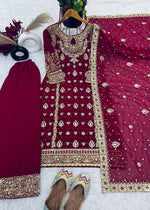 New Designer Party Wear Top, Palazzo & Dupatta Set with Heavy Embroidery