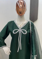 Marvelous Beads Work Green Color Salwar Suit