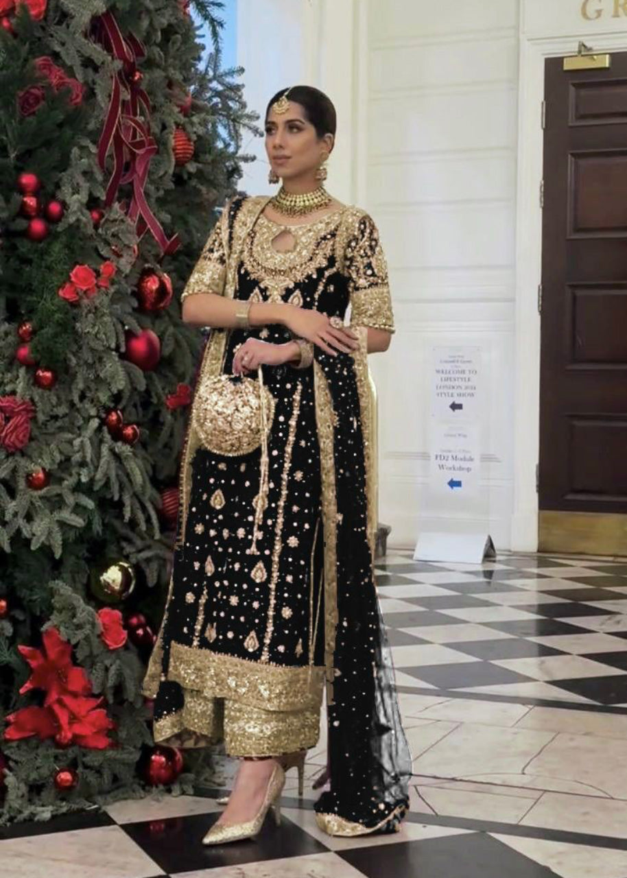 New Designer Party Wear Top, Palazzo & Dupatta Set with Heavy Embroidery