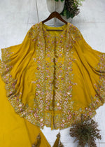 Designer Wear Kurta Plazzo Pair With Shruge In Sequence Embroidery Work
