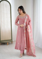 Elegant Embroidered Sequence Designer Anarkali Three Piece Set
