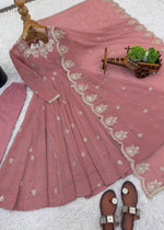 Elegant Embroidered Sequence Designer Anarkali Three Piece Set