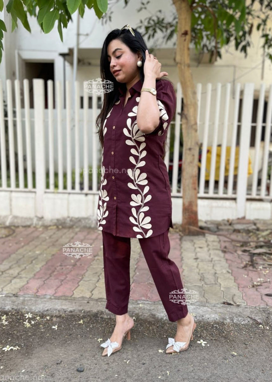 Designer Embroidered Cotton Co-Ord Set for Women