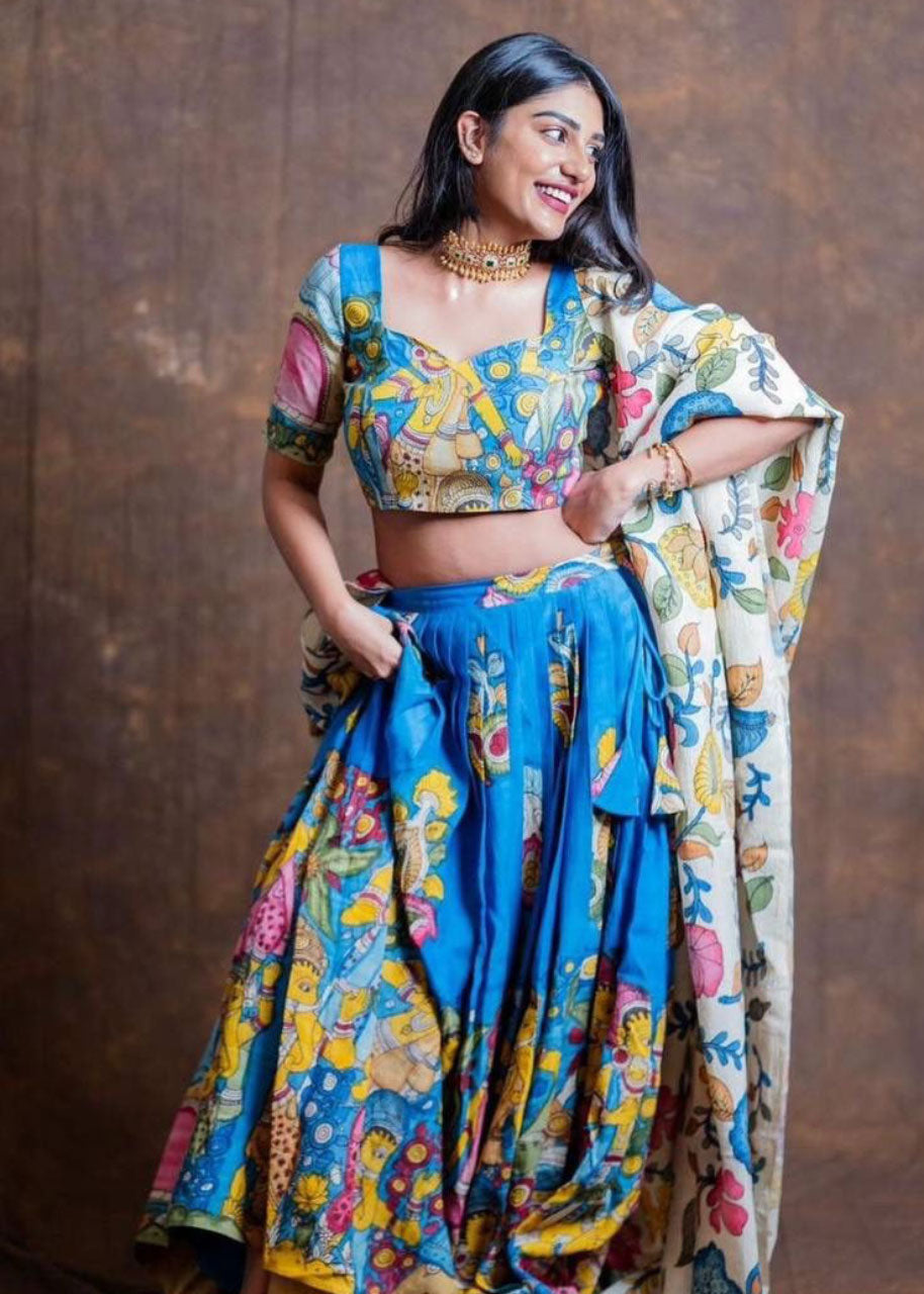 Grand Festival Special Kalamkari Print Lehenga Choli