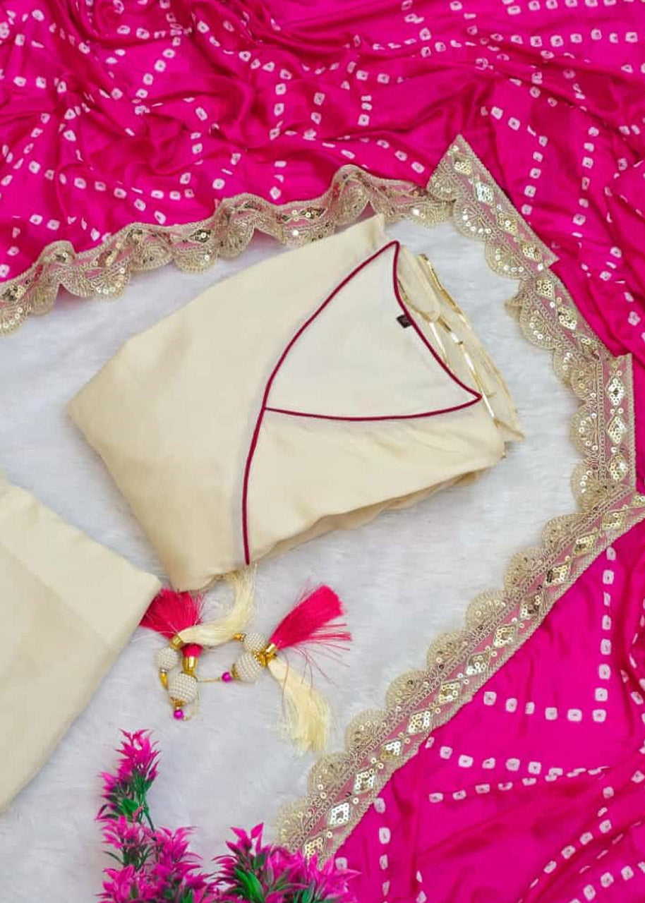 Handmade Anarkali Plazzo Set with Bandhani Dupatta