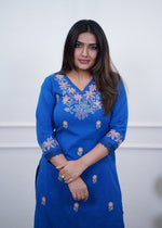 Pure Cotton Slub Embroidered Kurta Pant Set