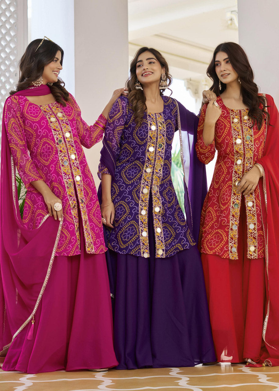 Designer Fox Georgette Kurti, Plazzo & Dupatta Set