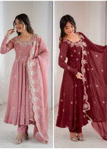 Elegant Embroidered Sequence Designer Anarkali Three Piece Set