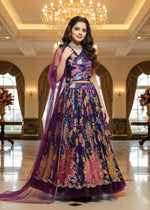 Premium Wine Color Girls Lehenga Choli Set – Kids Party Wear