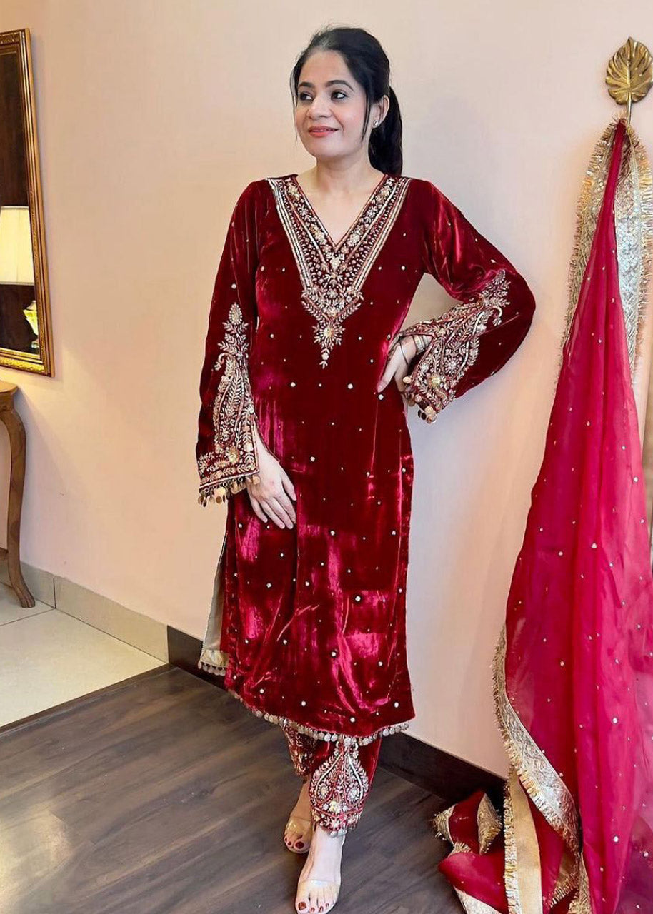 Winter Special Velvet 3-Piece Suit