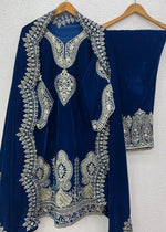 Blue Velvet Embroidered Suit
