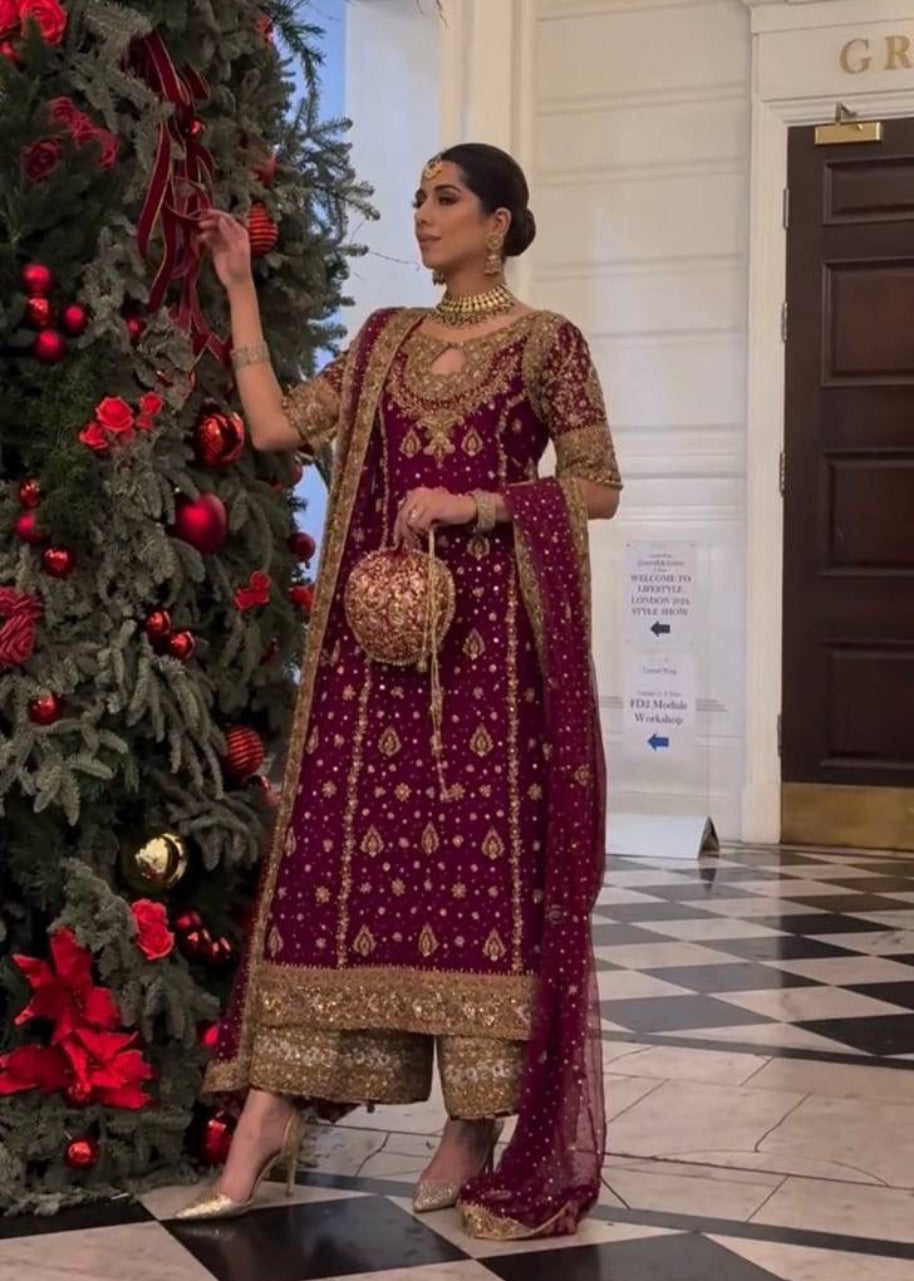 New Designer Party Wear Top, Palazzo & Dupatta Set with Heavy Embroidery