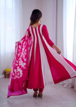 Elegant Embroidery with Digital Printed Designer Anarkali Three Piece Set