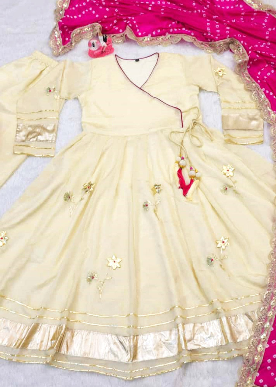 Handmade Anarkali Plazzo Set with Bandhani Dupatta