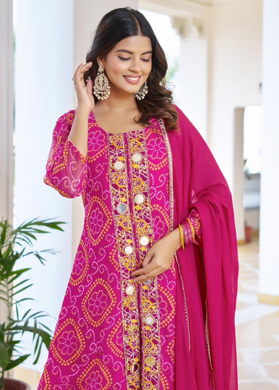 Designer Fox Georgette Kurti, Plazzo & Dupatta Set