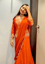 Designer Chinon Lehenga Saree with Long Blouse – Bridal, Wedding & Party Wear