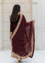 Party Wear Velvet Designer Set – Top, Bottom & Dupatta