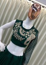 Designer Georgette Sequence Embroidery Work Lehenga With Shrug