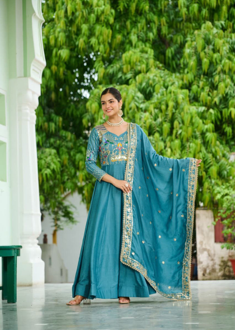 Premium Readymade Gown Dupatta Set