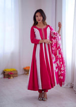 Elegant Embroidery with Digital Printed Designer Anarkali Three Piece Set