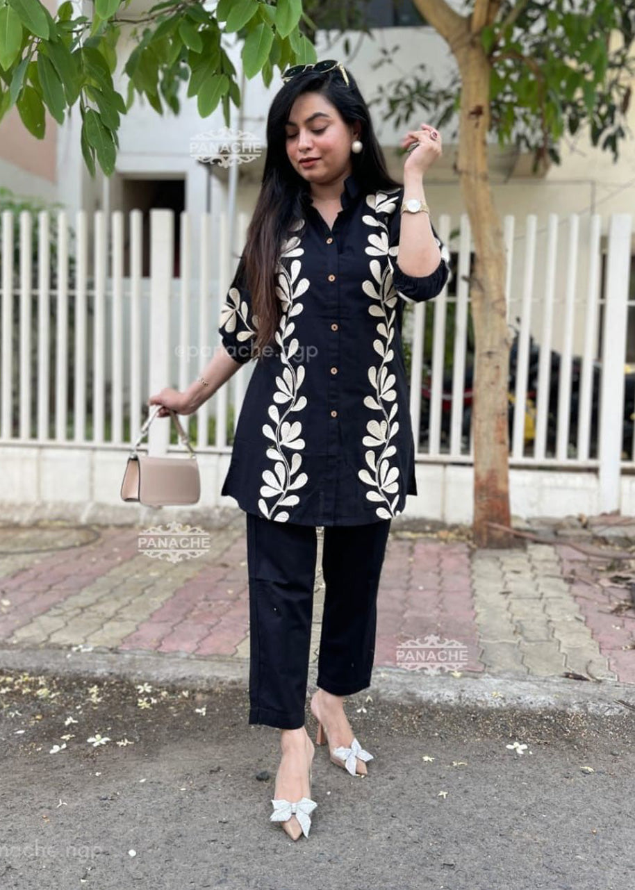 Designer Embroidered Cotton Co-Ord Set for Women